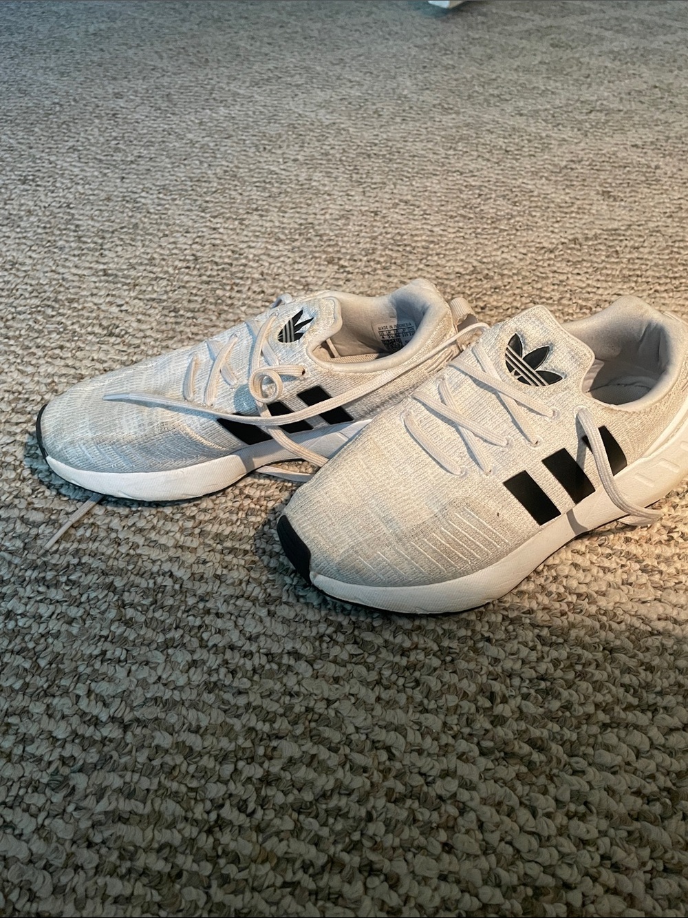 adidas White Sneakers with Black Three-Stripes